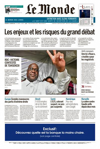 Le Monde du Vendredi 11 Janvier 2019