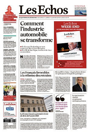 Les Echos du Vendredi 11 et Samedi 12 Janvier 2019