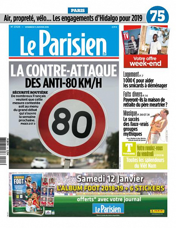 Le Parisien du Vendredi 11 Janvier 2019
