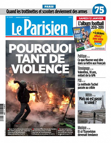 Le Parisien du Samedi 12 Janvier 2019