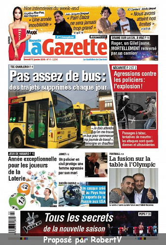 La Nouvelle Gazette (3 éditions) - Samedi 12 Janvier 2019