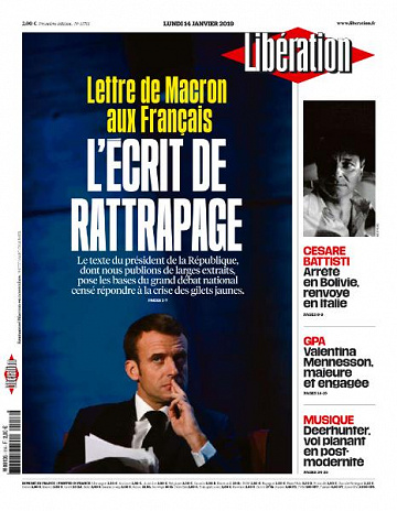 Liberation du Lundi 14 Janvier 2019