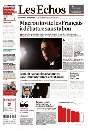 Les Echos du Lundi 14 Janvier 2019