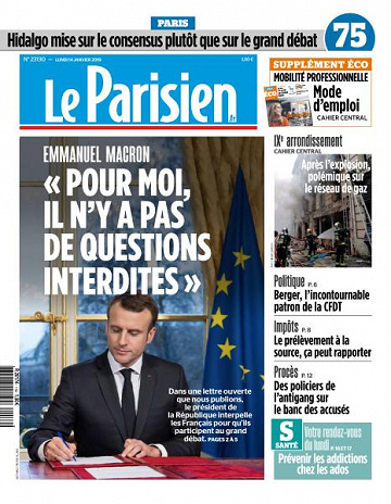 Le Parisien du Lundi 14 Janvier 2019