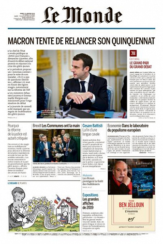 Le Monde du Mardi 15 Janvier 2019