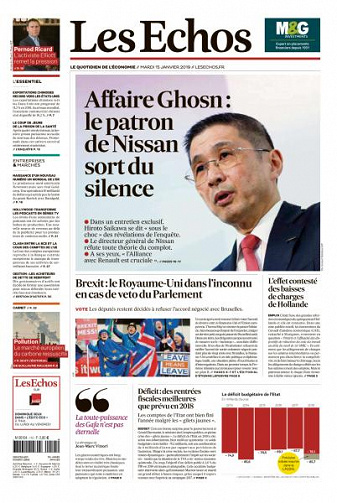 Les Echos du Mardi 15 Janvier 2019