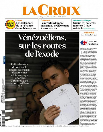 La Croix du Mardi 15 Janvier 2019