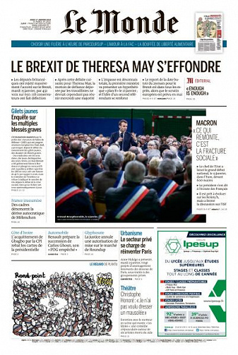 Le Monde du Jeudi 17 Janvier 2019