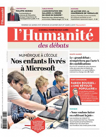 L’Humanite du Vendredi 18 et Dimanche 20 Janvier 2019