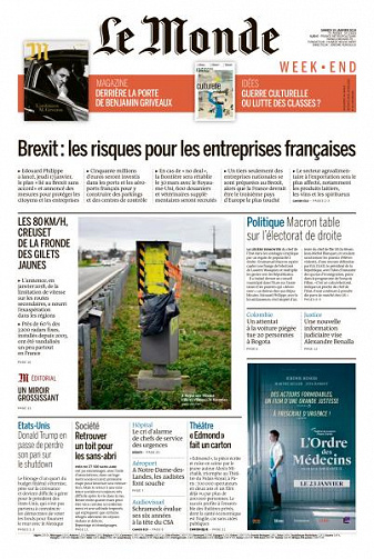 Le Monde du Samedi 19 Janvier 2019