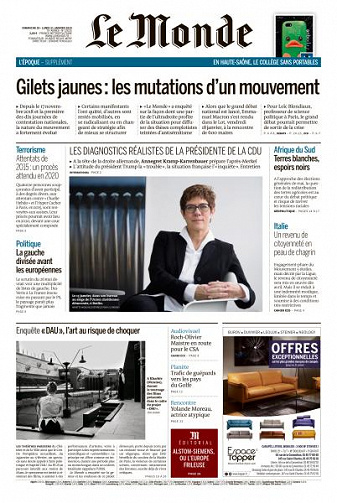 Le Monde du Dimanche 20 et Lundi 21 Janvier 2019