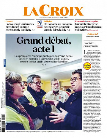 La Croix du Lundi 21 Janvier 2019