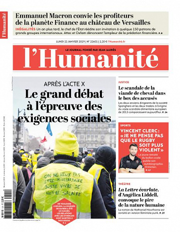 L’Humanite du Lundi 21 Janvier 2019