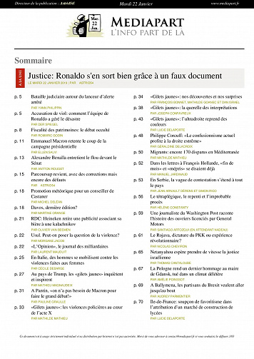 MEDIAPART du Mardi 22 Janvier 2019