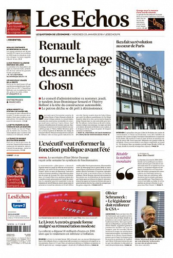 Les Echos du Mercredi 23 Janvier 2019