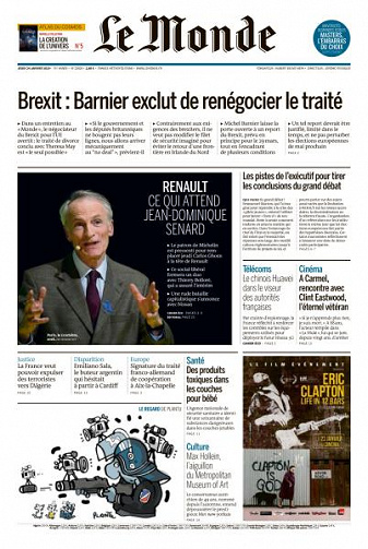 Le Monde du Jeudi 24 Janvier 2019