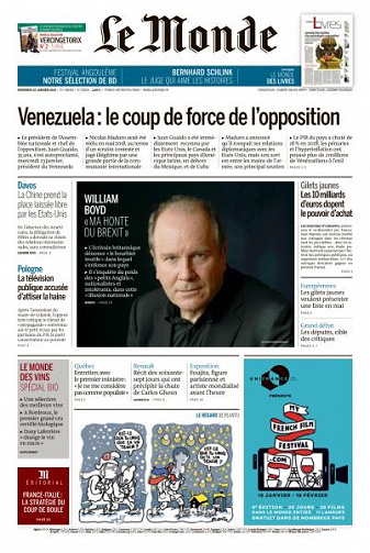 Le Monde du Vendredi 25 Janvier 2019