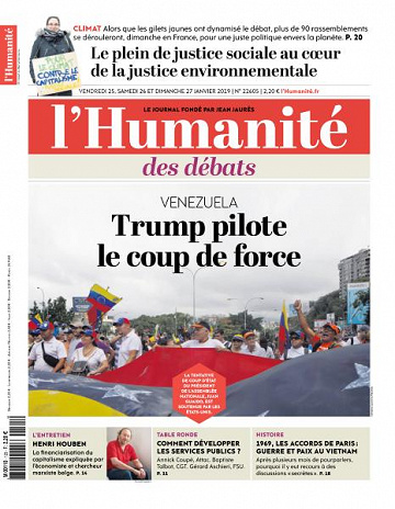 L’Humanite du Vendredi 25 et Dimanche 27 Janvier 2019