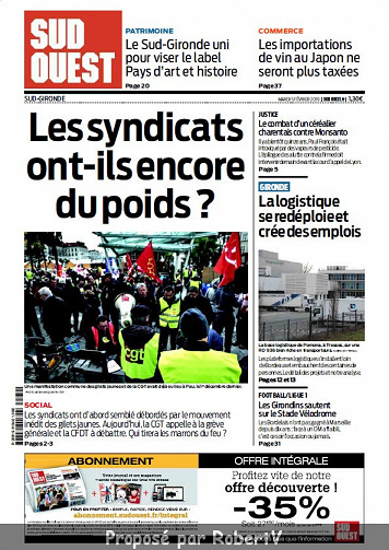 Sud Ouest Sud-Gironde - Mardi 5 Février 2019