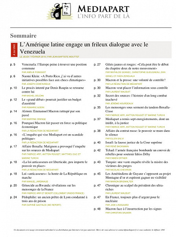 MEDIAPART du Jeudi 07 Fevrier 2019