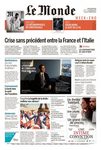 Le Monde du Samedi 9 Février 2019