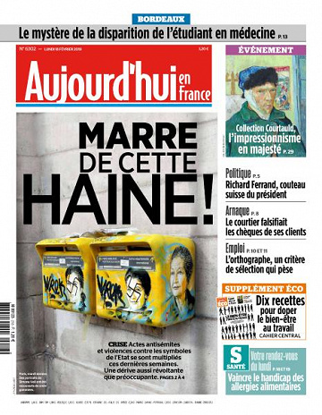 Aujourd’hui en France du Lundi 18 Février 2019