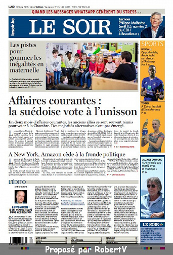Le Soir - Lundi 18 Février 2019