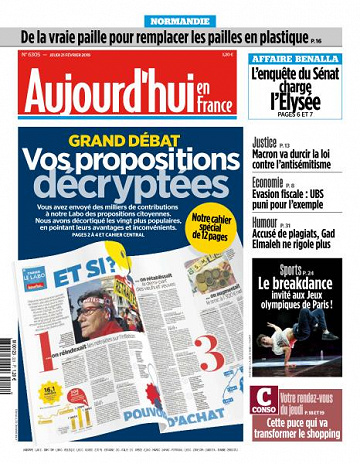 Aujourd’hui en France du Jeudi 21 Février 2019