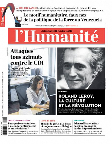 L’Humanite du Mardi 26 Février 2019