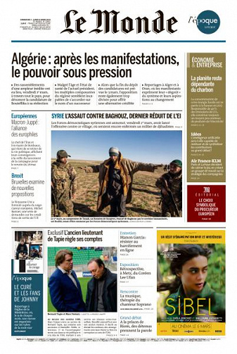 Le Monde du Dimanche 3 et Lundi 4 Mars 2019