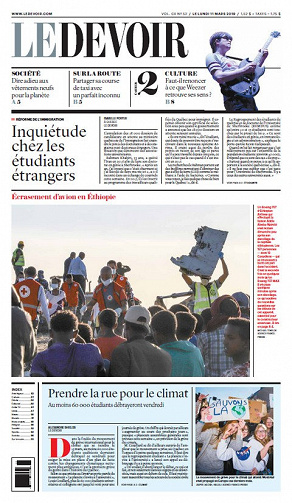 Le Devoir (CA, Québec) - Lundi 11 Mars 2019