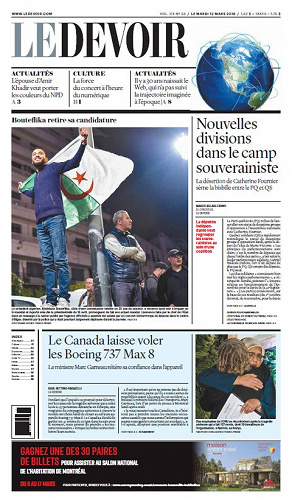 Le Devoir (CA, Québec) - Mardi 12 Mars 2019