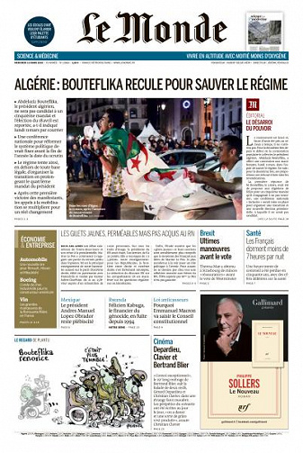 Le Monde du Mercredi 13 Mars 2019