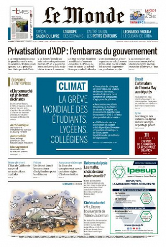Le Monde du Vendredi 15 Mars 2019