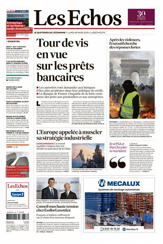 Les Echos du Lundi 18 Mars 2019