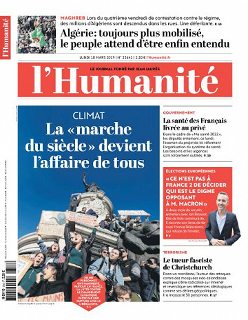L’Humanite du Lundi 18 Mars 2019