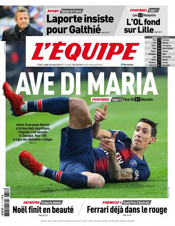 L’equipe du Lundi 18 Mars 2019