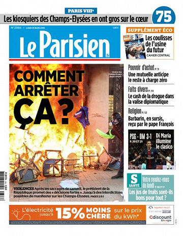 Le Parisien du Lundi 18 Mars 2019