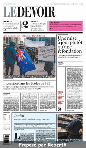Le Devoir (CA, Québec) - Lundi 18 Mars 2019