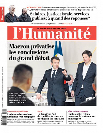 L’Humanite du Mercredi 20 Mars 2019