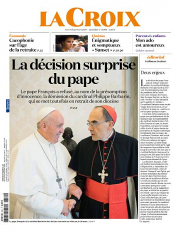 La Croix du Mercredi 20 Mars 2019