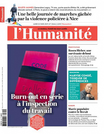 L’Humanite du Lundi 25 Mars 2019