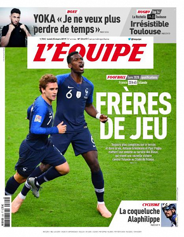 L’equipe du Lundi 25 Mars 2019