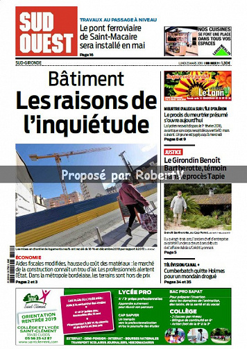 Sud Ouest Sud-Gironde - Lundi 25 Mars 2019