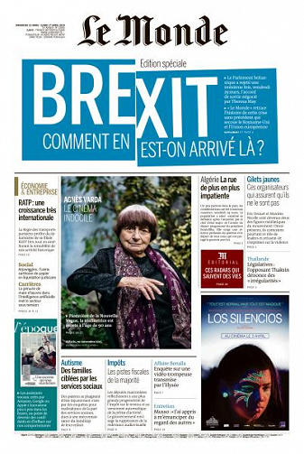 Le Monde du Dimanche 31 et Lundi 1er Avril 2019