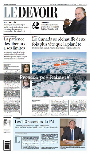 Le Devoir (CA, Québec) - Mardi 2 Avril 2019