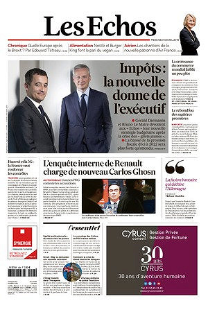 Les Echos du Mercredi 3 Avril 2019