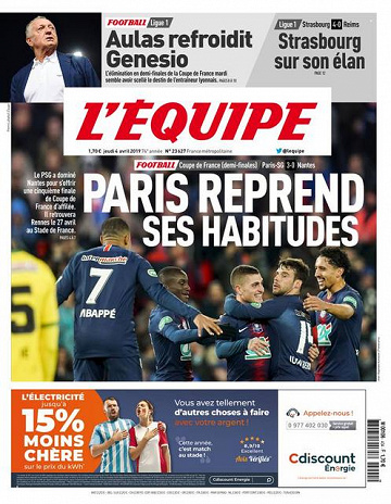 L’equipe du Jeudi 4 Avril 2019