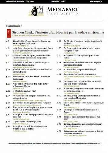 Mediapart - Dimanche 7 Avril 2019