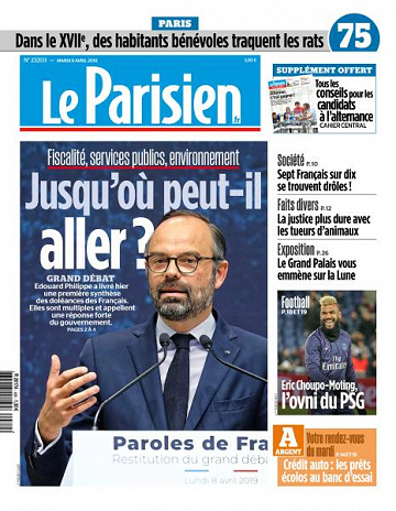 Le Parisien du Mardi 9 Avril 2019